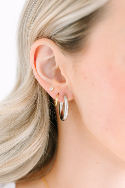 Diane - 25mm Silver Clip-On Earrings